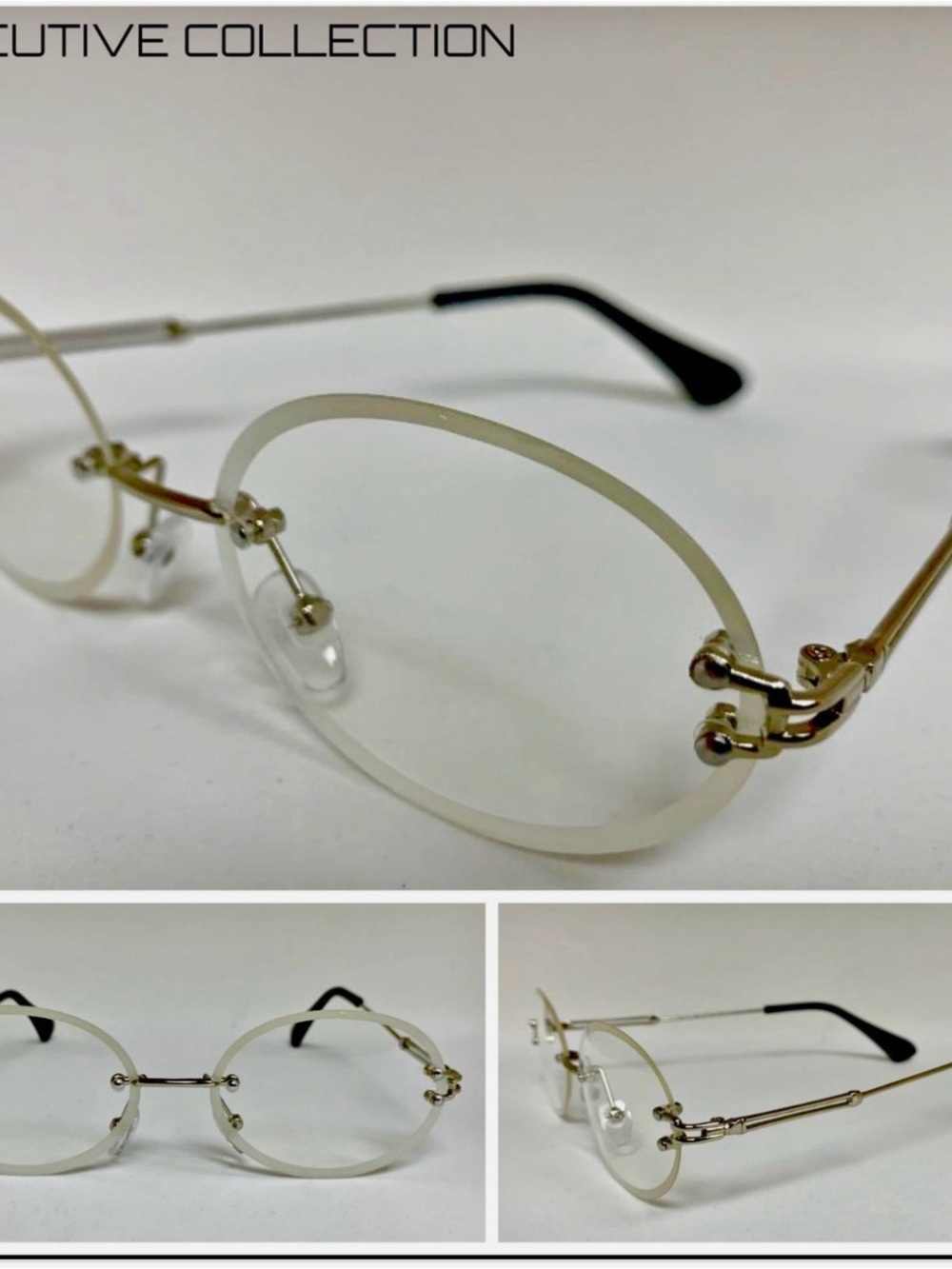 Men Classy Elegant Modern Retro Oval Clear Lens EYE GLASSES Silver Rimless Frame